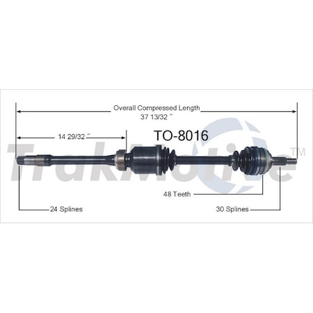 Surtrack Axle Cv Axle Shaft, To-8016 TO-8016